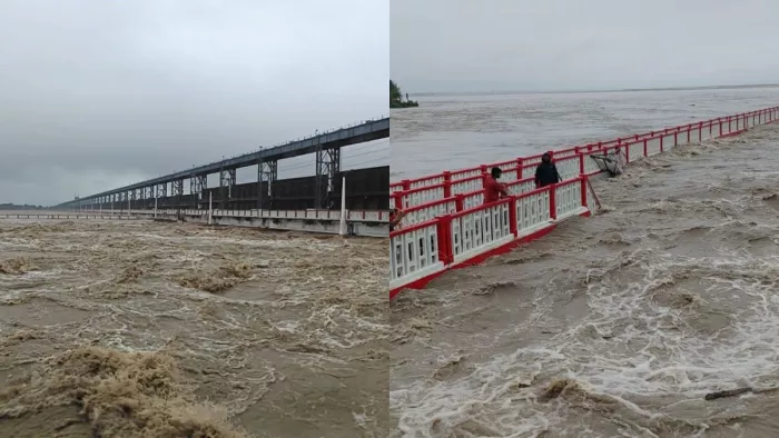 तेज रफ्तार के साथ खेतों के रास्ते गांवों तक पहुंच रहा बाढ़ का पानी। (फाइल फोटो)