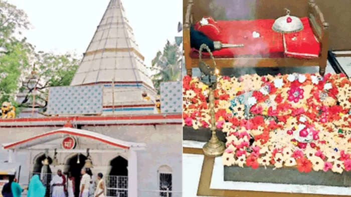 दरभंगा जिले में स्थित हयहट्ट देवी मंदिर में माता का सिंहासन।
