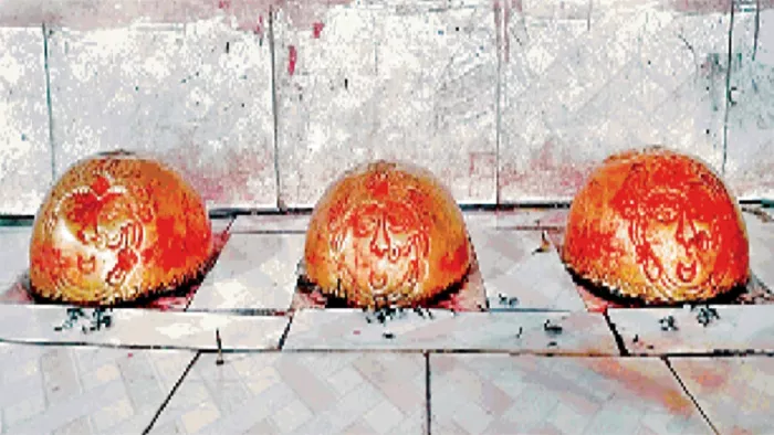 शिवहर के दोस्तियां राजदेवी मंदिर में स्थापित माता की तीन पिंडी।