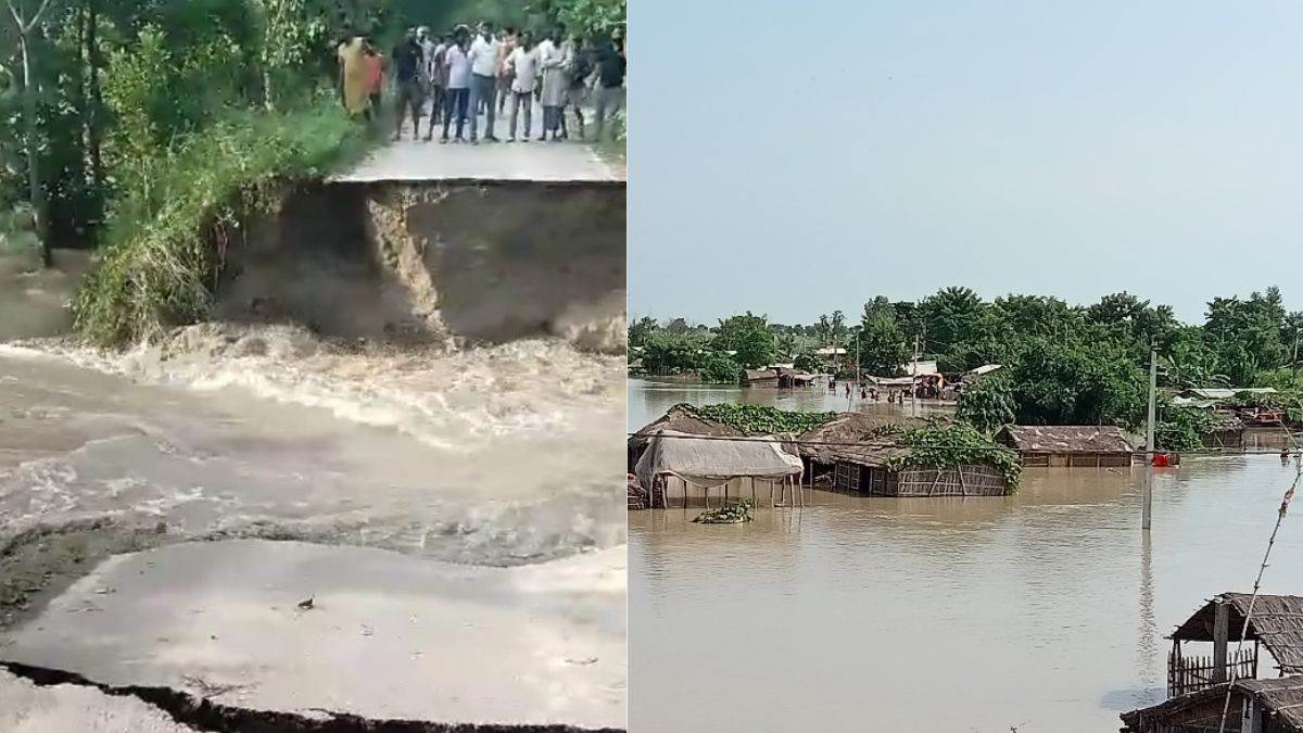 heavy rains in nepal kosi gandak river embankments broke flood in many districts of bihar