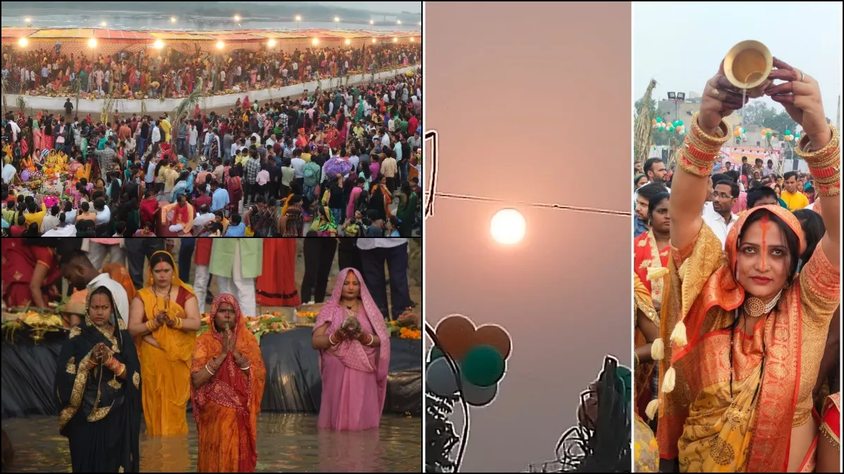 Chhath Puja 2022 Photos: दिल्ली NCR में छठ पर दिया सूर्य को संध्या अर्घ्य, घाटों पर उमड़ा आस्था का सैलाब