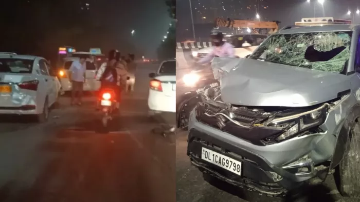 सेक्टर-62 में NH-9 पर कार और बाइक्स की हुई भिड़ंत, महिला समेत तीन लोग घायल