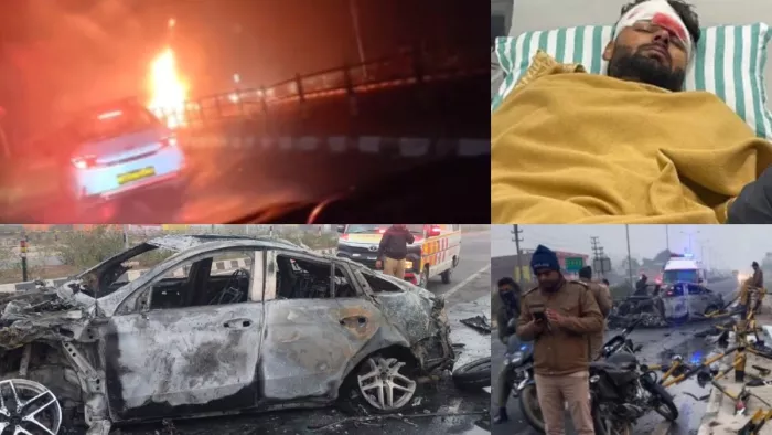 Rishabh Pant Car Accident Broke Window to escape from burning (Photo Design)
