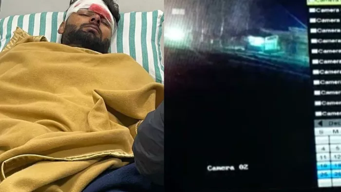 Rishabh Pant Car Accident in Roorkee CCTV Video Viral (Design Photo)