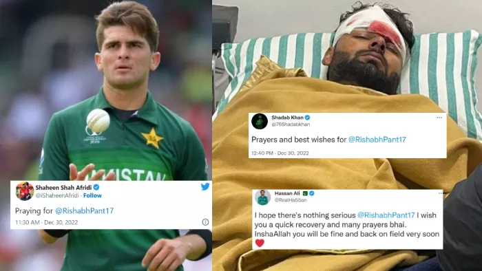 Rishabh Pant Car Accident at Roorkee Pakistan Cricketers Pray for quick recovery (Photo-design)