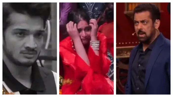 Munawar Faruqui, Ayesha Khan and Salman Khan from Bigg Boss 17