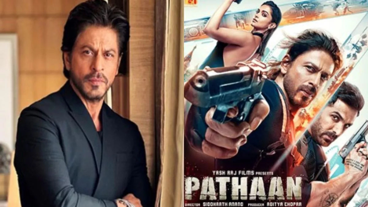 File Photo of Shah Rukh Khan (Left) and Pathaan Poster (Right)