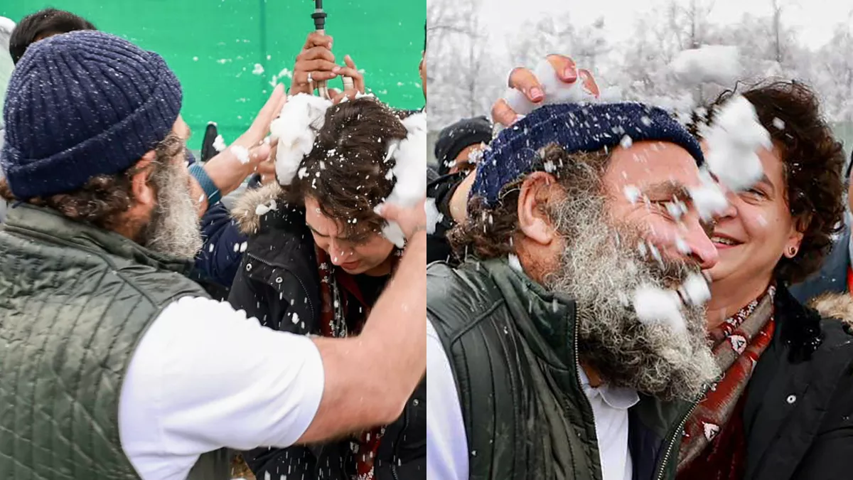 राहुल और प्रियंका के बीच हुई शीन जंग। फोटो- पीटीआई।