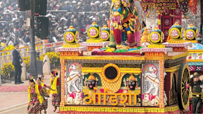 गणतंत्र दिवस के अवसर पर कर्तव्य पथ पर परेड के दौरान ओडिशा की झांकी