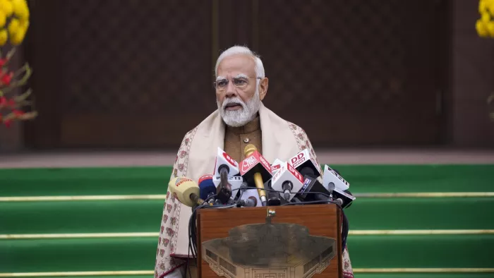 PM Modi on Budget 2024:पीएम मोदी का विपक्ष पर वार; बोले- आदतन हुड़दंगियों के लिए पश्चाताप का समय (फोटो एपी)