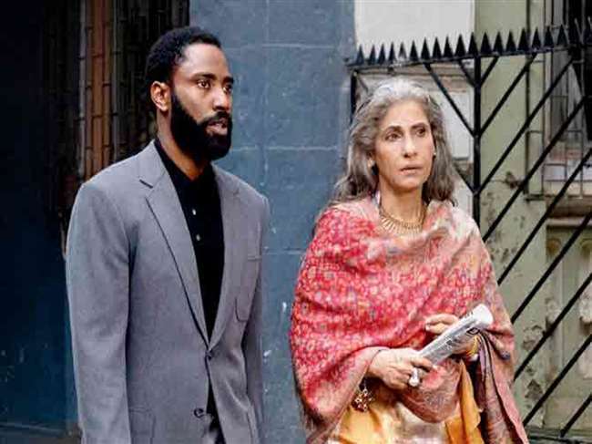 Dimple Kapadia with David Washington in Tenet. Photo- Twitter