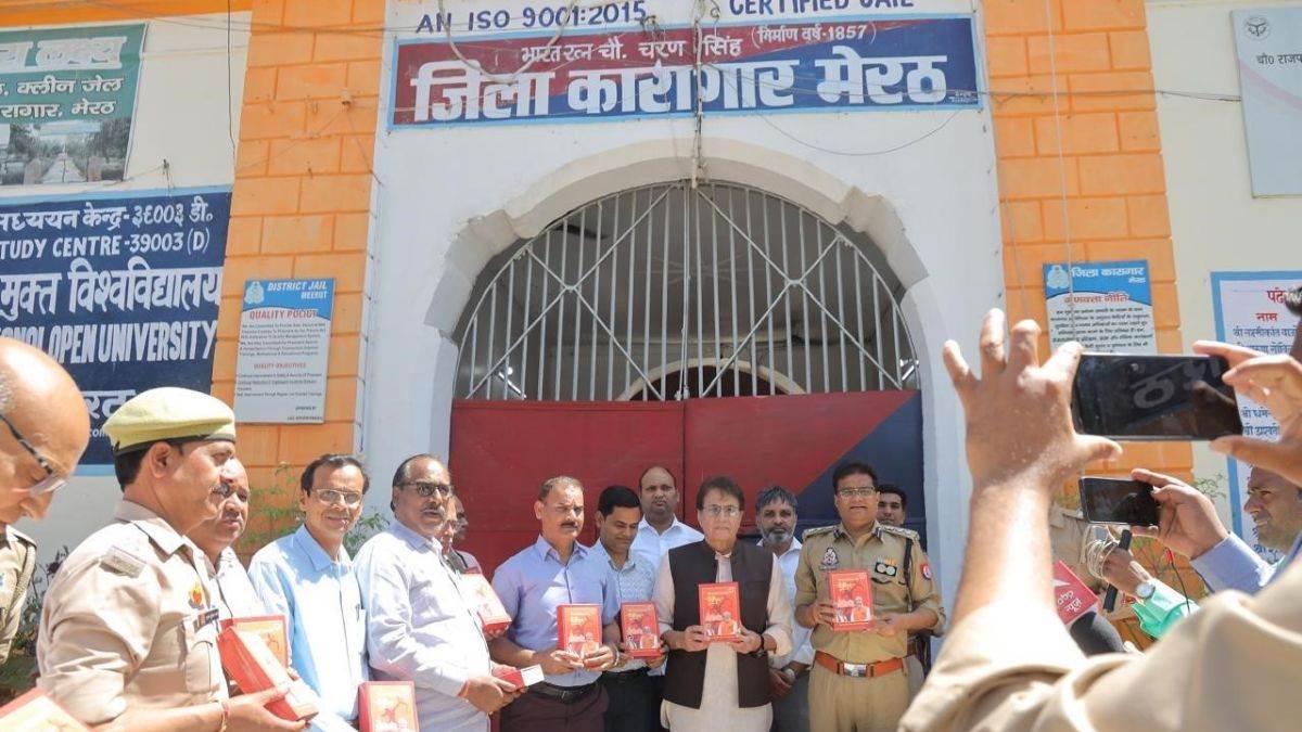 mp arun govil meets sahil and muskaan distributes ramayan to inmates in meerut jail