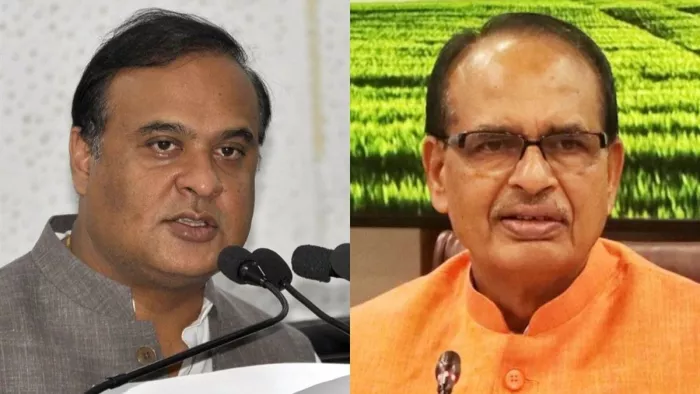 असम के मुख्यमंत्री हिमंत बिस्वा सरमा और शिवराज सिंह चौहान। फाइल फोटो