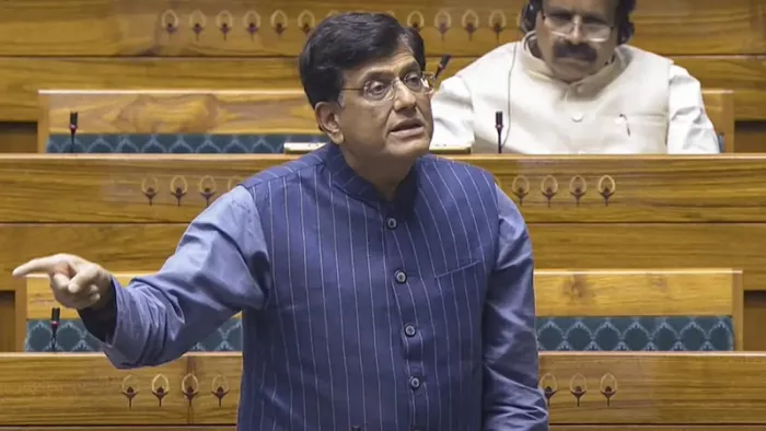 ट्रंप के टैरिफ का पीयूष गोयल ने लोकसभा में दिया जवाब।(फोटो सोर्स: एएनआई)