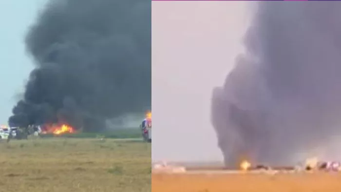 नेवल एअर स्टेशन लेमूर में F-35 लड़ाकू विमान क्रैश। (फोटो- स्क्रीनग्रैब)