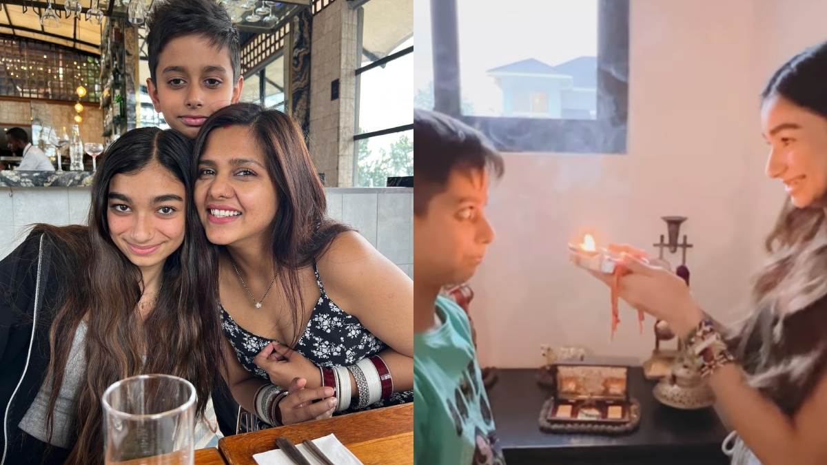 dalljiet kaur son and step daughter celebrated raksha bandhan the actress shared a cute video of brother and sister