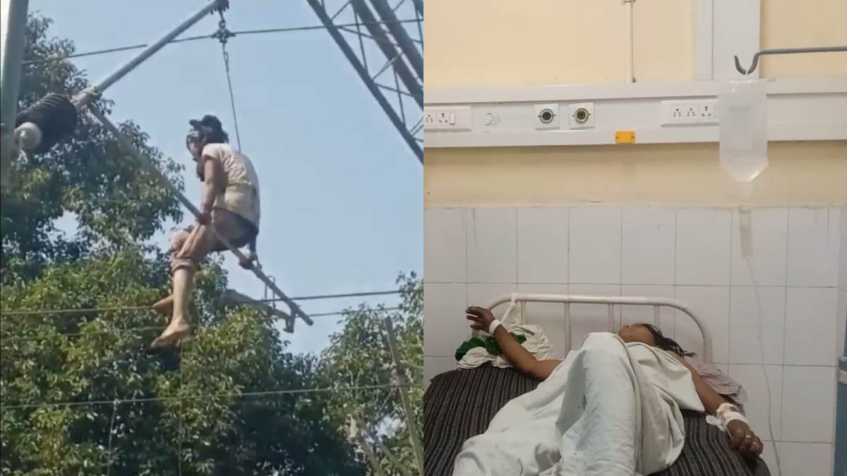 a mentally retarded girl climbed railway tower got 50 percent burns due to electric shock bsf soldiers took him to hospital