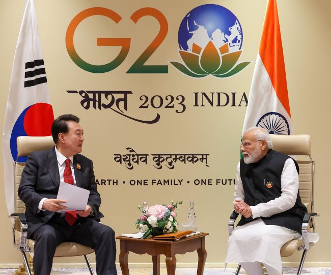 G20 Summit 2023: पीएम मोदी ने दक्षिण कोरिया के राष्ट्रपति से की मुलाकात 
