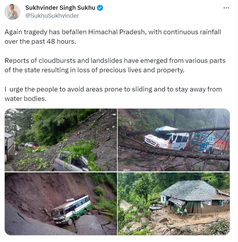 Shimla Landslide: सीएम ने की लोगों को से फिसलन वाले क्षेत्रों से दूर रहने की अपील 