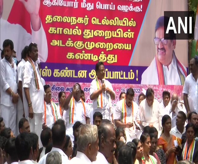 तमिलनाडु में भी कांग्रेस कार्यकर्ताओं ने किया विरोध प्रदर्शन