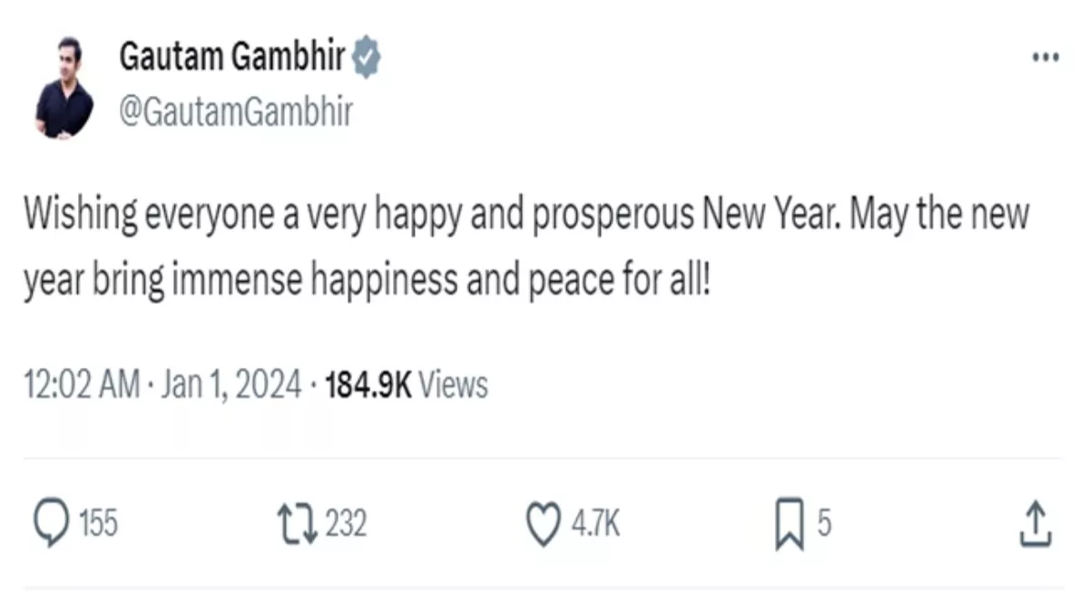 New Year Live 2024: गोतम गंभीर ने दी बधाई