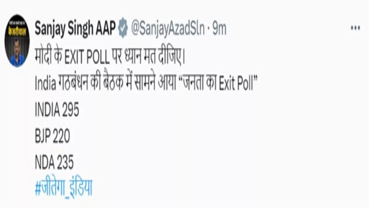 एग्जिट पोल से पहले संजय सिंह ने किया पोस्ट