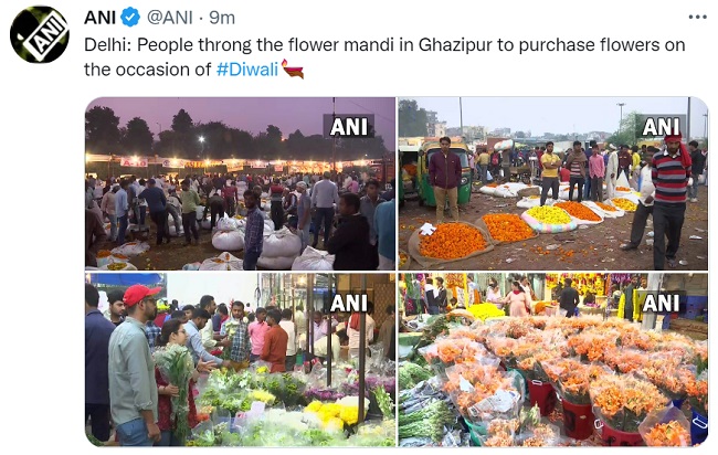 फूल खरीदने के लिए उमड़ी लोगों की भीड़