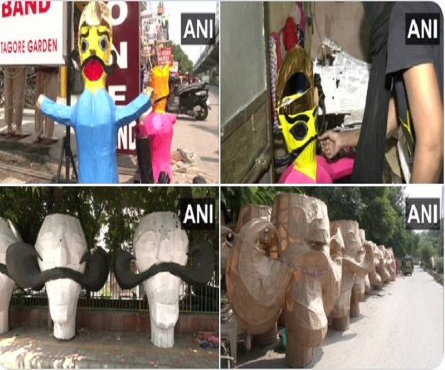 दिल्ली में रावण दहन के लिए पुतला बनाने की तैयारी हुई तेज
