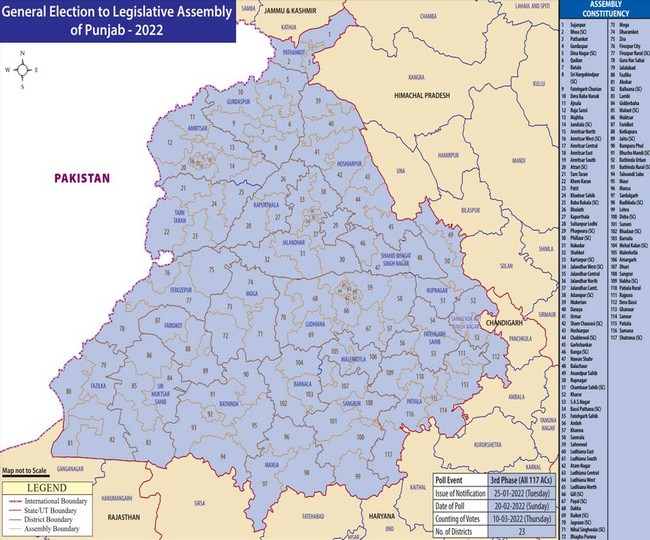 पंजाब में 20 फरवरी को हुए चुनाव