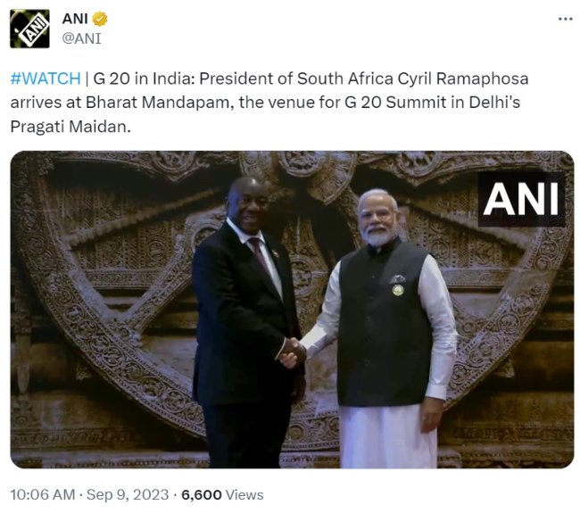 G20 Summit 2023: दक्षिण अफ्रीका के राष्ट्रपति पहुंचे भारत मंडपम