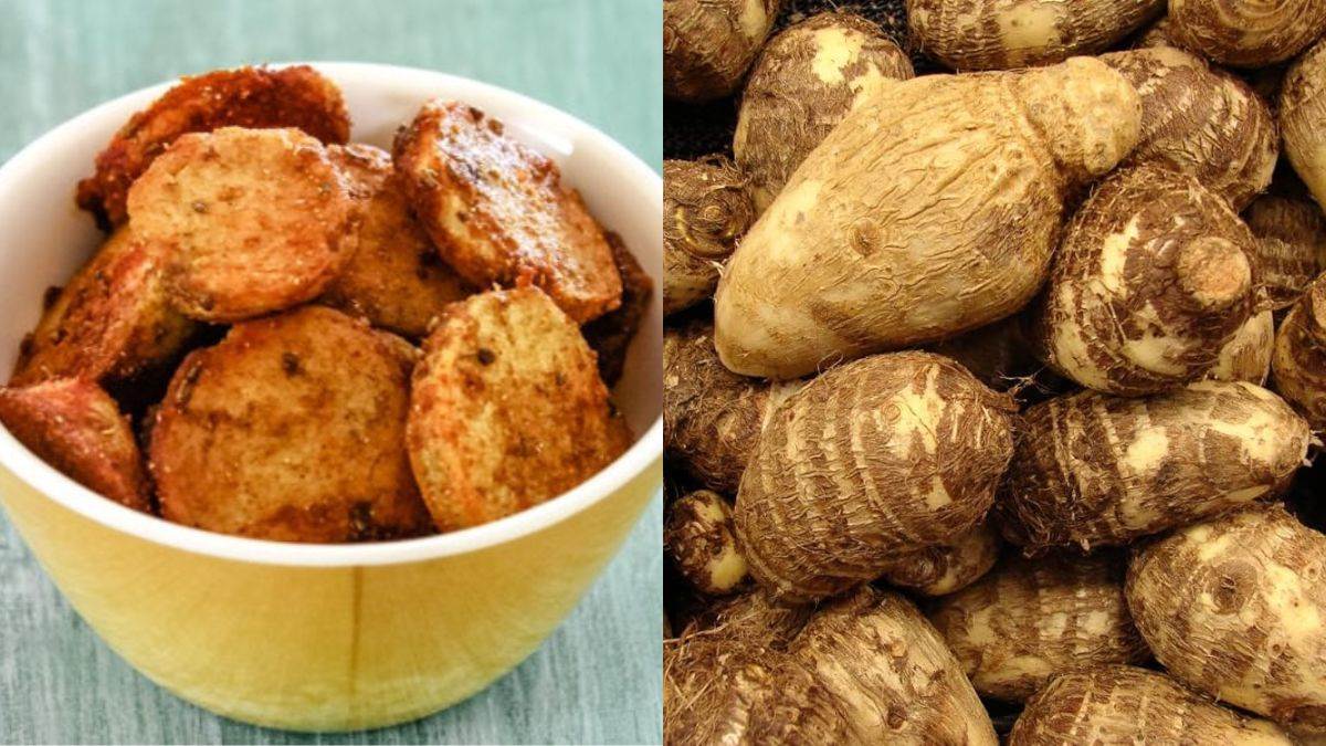 arbi chips recipe in hindi healthy chips for snack arbi ke chips kaise bante hain