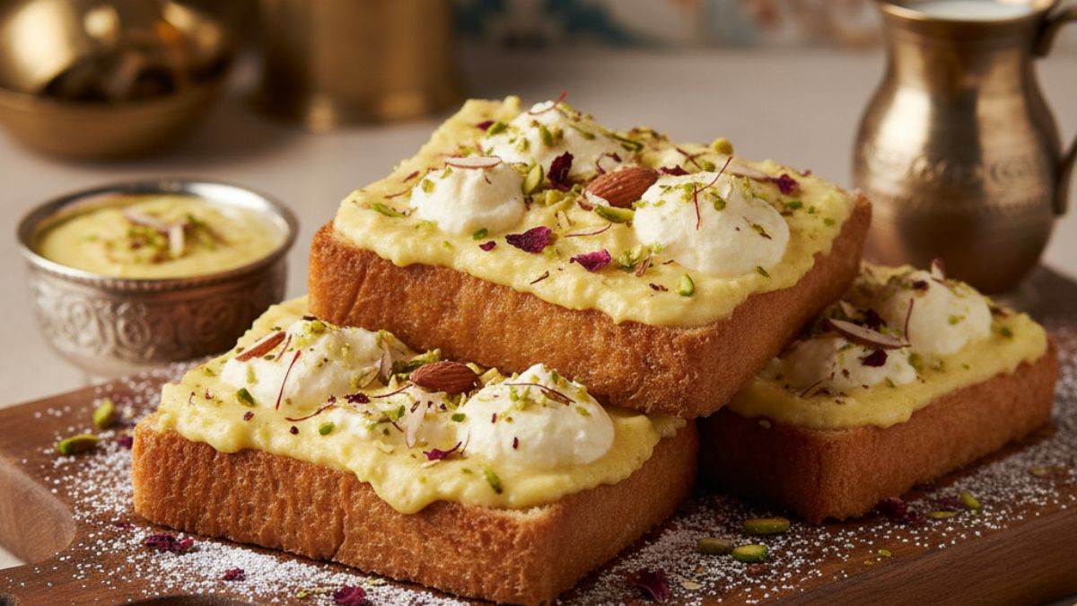 10 minute rabri malai toast recipe easy and instant indian dessert