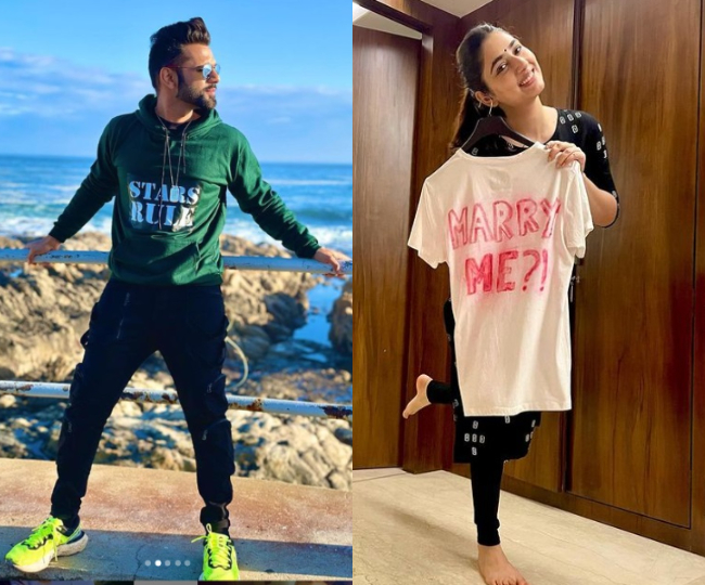 Disha Parmar ने राहुल वैद्य की प्रपोज़ल वाली टीशर्ट संग दिए क्यूट पोज़, देखें तस्वीरें  