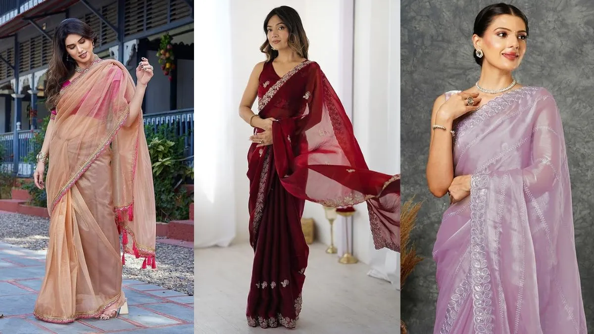 Kajri Teej 2025 के लिए टिशू सिल्क साड़ी 