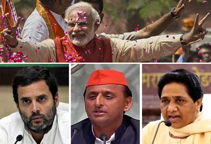 UP Election results 2017: यूपी में मोदी मैजिक के बाद राहुल ने दी बधाई तो अखिलेश ने कहा बहकावे में 'लोकतंत्र', माया की मांग चुनाव हो रद