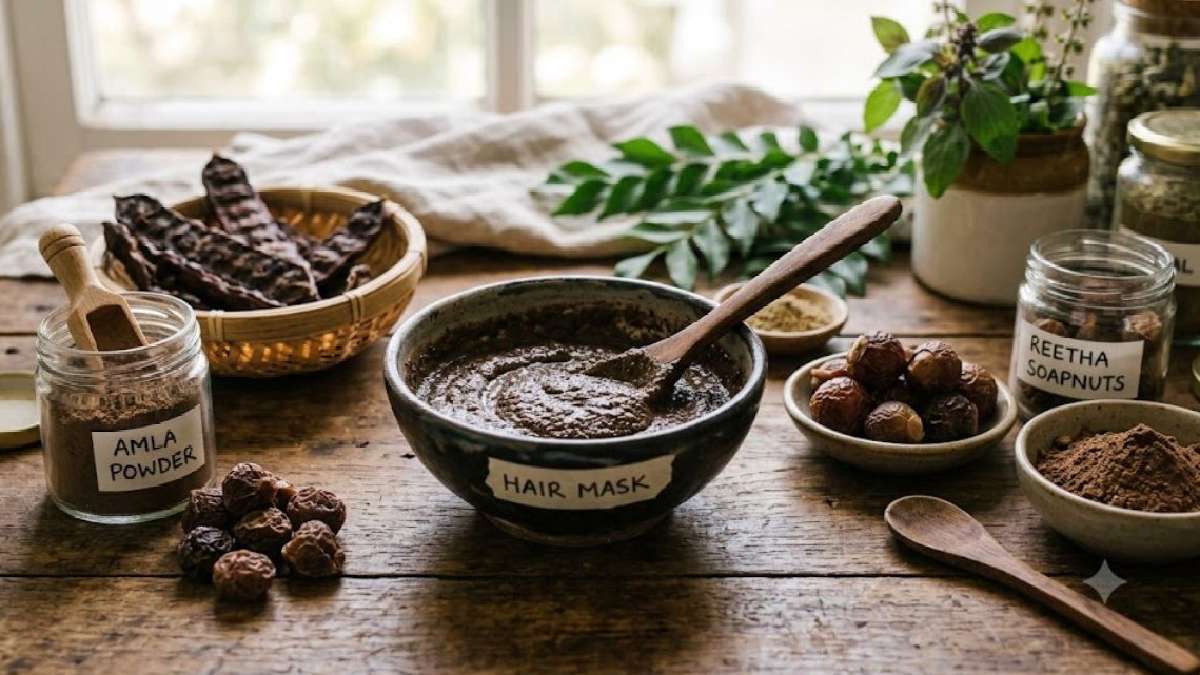 आंवला और रीठा-शिखाकाई मास्क