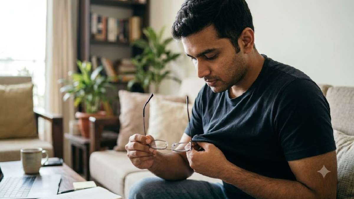 अपनी शर्ट, टी-शर्ट या दुपट्टे से चश्मा पोंछना
